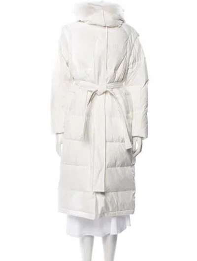 Pre-owned Yves Salomon Goat Leather Down Coat W/ Tags In White