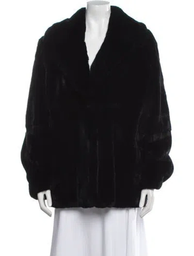 Pre-owned Yves Salomon Goat Leather Fur Jacket In Black