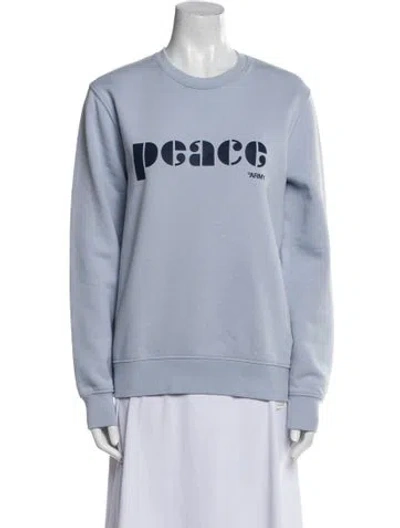 Pre-owned Yves Salomon Graphic Print Crew Neck Sweatshirt W/ Tags In Blue