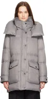 Yves Salomon Gray 3/4 Down Jacket In A9055 Charcoal