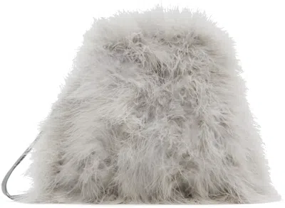 Yves Salomon Gray Mini Feather Bag In A9111 Sirocco