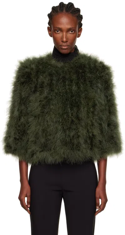 YVES SALOMON GREEN SHORT FEATHER JACKET