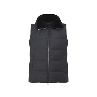 YVES SALOMON GREY SLEEVELESS HOODED VEST