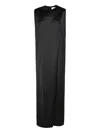 Yves Salomon Heavy Wool Satin Maxi Dress In Black