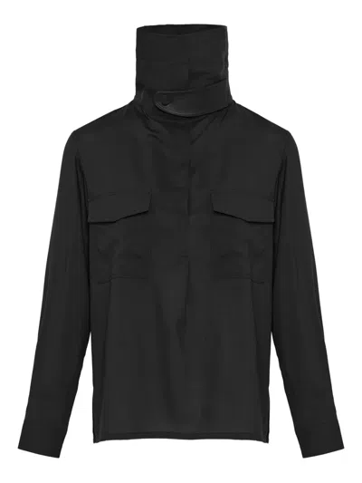 Yves Salomon High-neck Blouse In Black