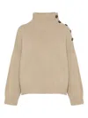Yves Salomon High-neck Button-detail Sweater In Brown
