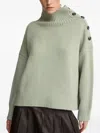 Yves Salomon High-neck Button-detail Sweater In Green