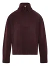 Yves Salomon High-neck Cashmere Sweater In Red
