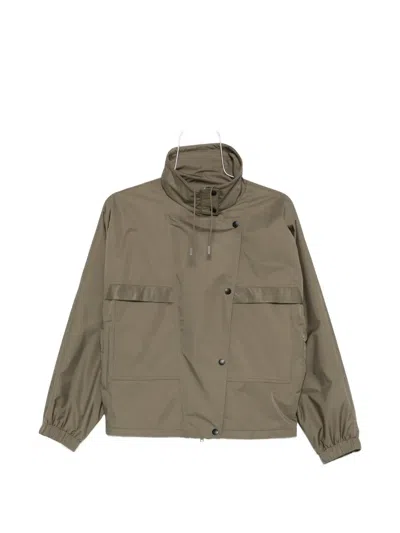 Yves Salomon Stand-up Collar Casual Jacket In Brown