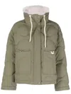 Yves Salomon High-neck Quilted Jacket In Green