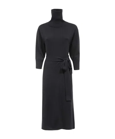 Yves Salomon High-necked Dress In Black