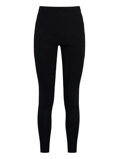 Yves Salomon High-waisted Slim-fit Knit Pants With Ribbed Texture In Black
