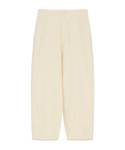 Yves Salomon High-waist Tapered Trousers In Nude