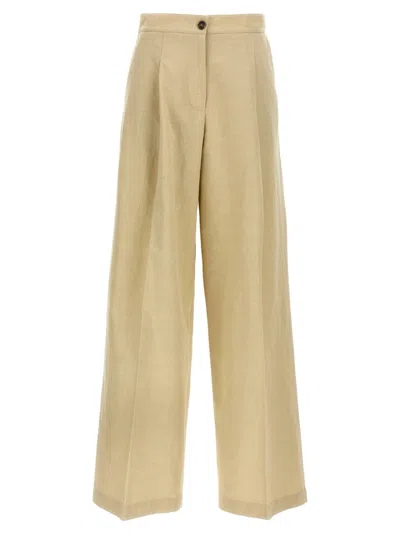 YVES SALOMON HIGH-WAISTED LINEN BLEND TROUSERS