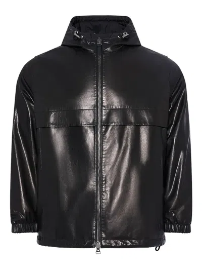 Yves Salomon Hooded Calfskin Leather Jacket In Black