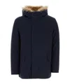 Yves Salomon Waist Drawstring Coat With Fur Trim Hood In Black
