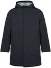 Yves Salomon Hooded Coat In Blue
