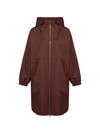 Yves Salomon Hooded Coat In Brown