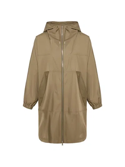 Yves Salomon Hooded Coat In Green
