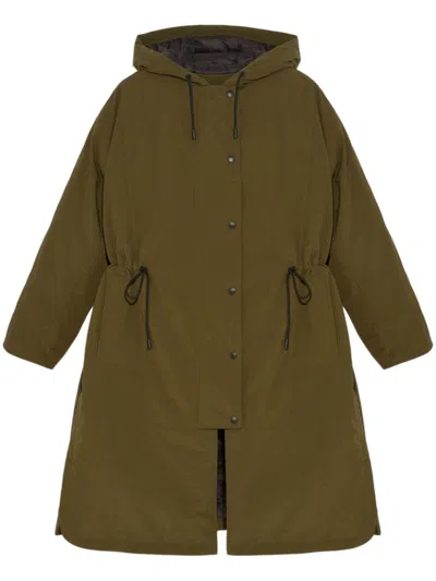 Yves Salomon Hooded Coat In Green