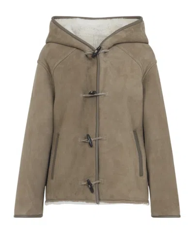 YVES SALOMON HOODED SUEDE COAT