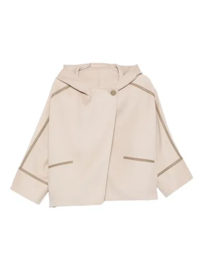 Yves Salomon Hooded Coat In Neutral