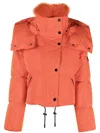 Yves Salomon Hooded Cropped Puffer Jacket In Orange
