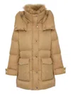 Yves Salomon Down-fur Technical Puffer Jacket In Gold