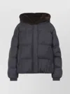 Yves Salomon Hooded Down Jacket Fur Trim In Gray