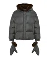 Yves Salomon Hooded Down Jacket In Gray
