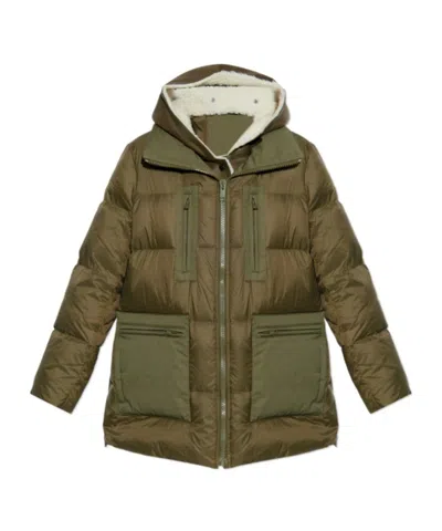 Yves Salomon Hooded Down Jacket In Green
