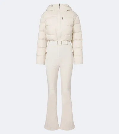 Yves Salomon Belted Quilted Shell Down Ski Suit In Multi