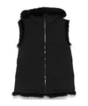 Yves Salomon Hooded Down Vest In Black