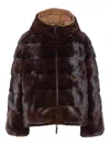 Yves Salomon Hooded Quilted Jacket Fur Detail In Brown