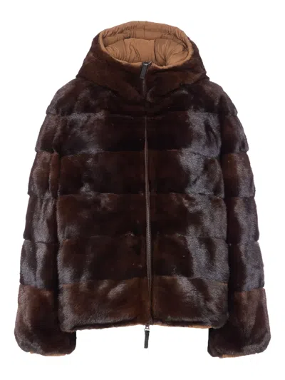 YVES SALOMON HOODED FAUX-FUR JACKET