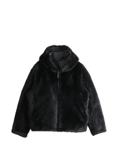 Yves Salomon Hooded Faux-fur Jacket In Black