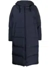 Yves Salomon Hooded Feather-padded Coat In Blue