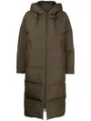 Yves Salomon Hooded Feather-padded Coat In Green