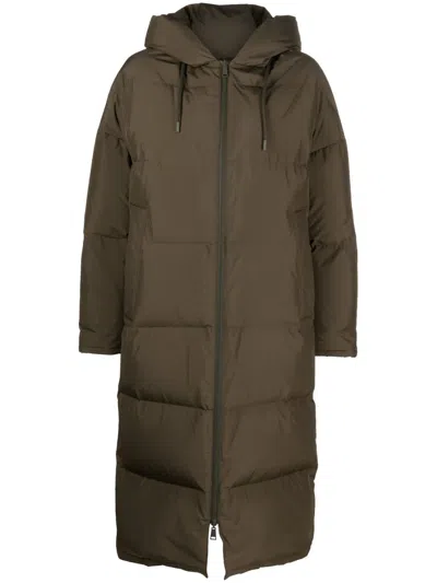 Yves Salomon Hooded Feather-padded Coat In Green