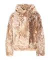 Yves Salomon Hooded Fur Jacket In Brown