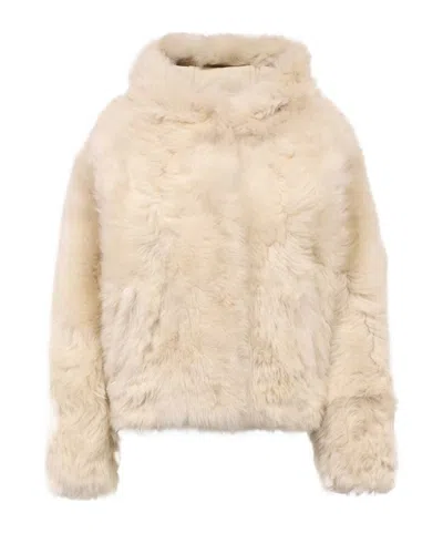 Yves Salomon Hooded Fur In Nude