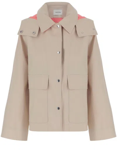 Yves Salomon Hooded Jacket In Beige