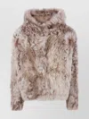 Yves Salomon Hooded Jacket With Faux Fur Texture In Pink