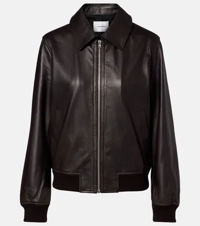 Yves Salomon Hooded Leather Blouson Jacket In Brown