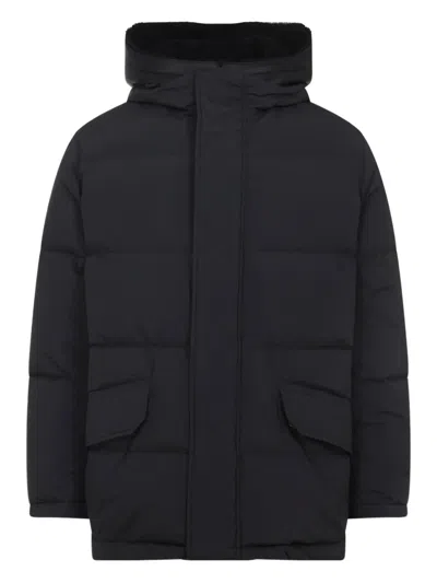 Yves Salomon Padded Black Down Jacket With High Collar And Concealed Zip