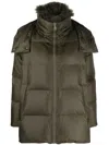 Yves Salomon Hooded Padded Coat In Green