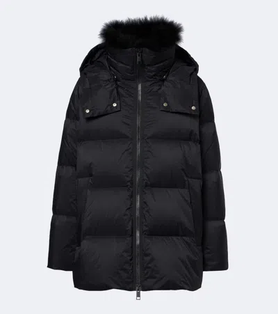 Yves Salomon Hooded Padded Down Jacket In Black
