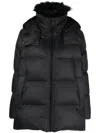 Yves Salomon A-line Puffer Jacket Made From A Water-resistant Performance Fabric With A Fox Fur Collar In Black