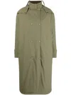 Yves Salomon Hooded Padded Trench Coat In Green