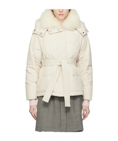 Yves Salomon Hooded Quilted Down Jacket In White